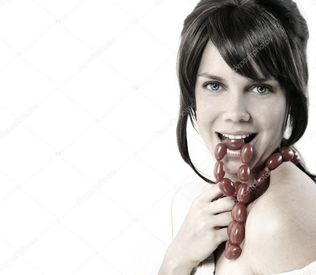 Woman bite necklace