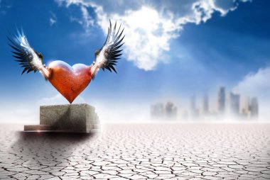 Winged heart in modern world clipart