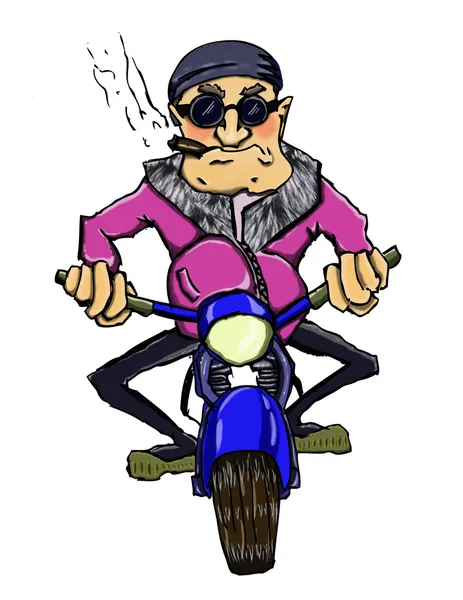 Fajne rowerzysta z cygarem — Zdjęcie stockowe