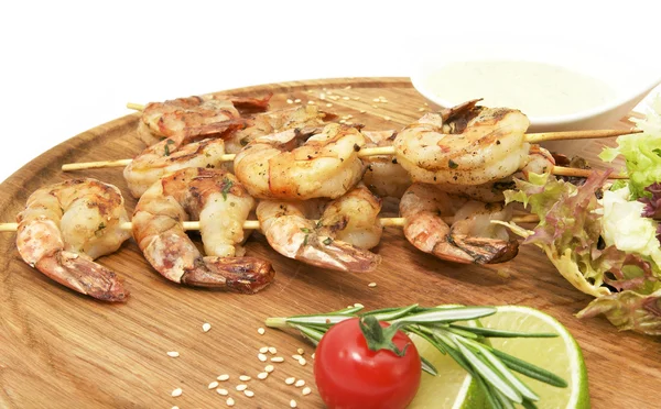 Shrimp kebab memasak di panggangan — Stok Foto