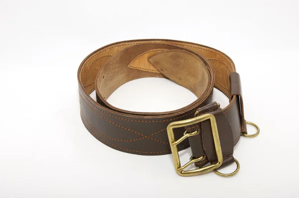 Soviet officer leather belt on a black background — Stock Photo, Image