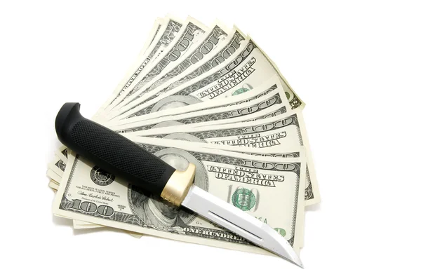 Knife and dollars — Stock Photo, Image