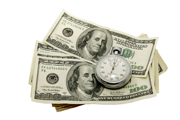 Dólares y un cronómetro —  Fotos de Stock