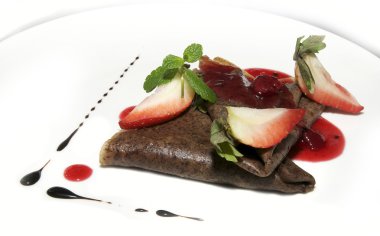 Chocolate crepes with strawberries clipart