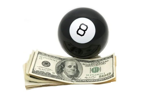Dollars and a billiard ball — Stock Photo, Image