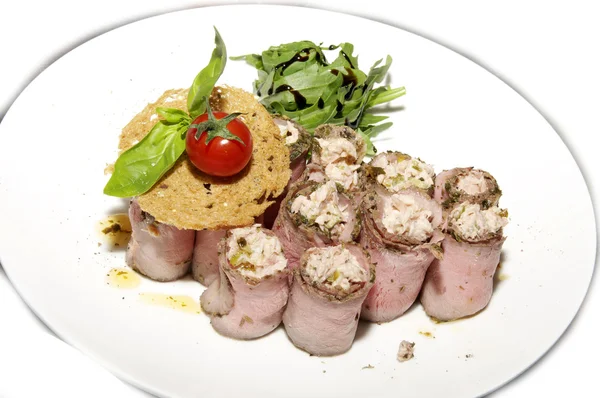 Meat rolls with herbs — Stock Photo, Image