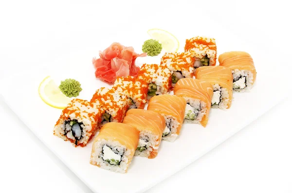 Sushi s kaviárem a losos — Stock fotografie