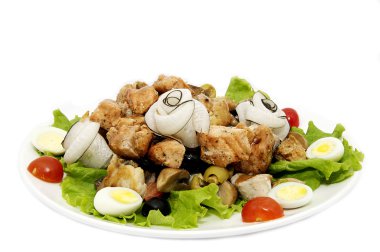 Salad of fish meat clipart