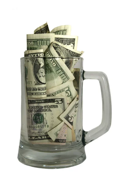 Деньги в стакане — стоковое фото
