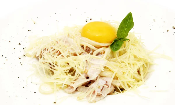 Spaghetti with egg — Stock Photo, Image