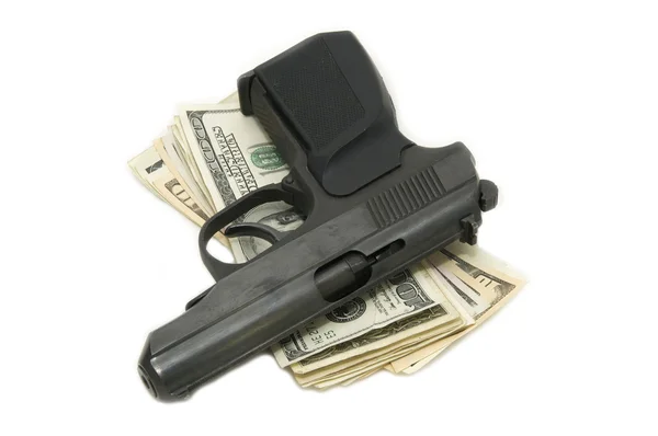 stock image Dollars and a gun