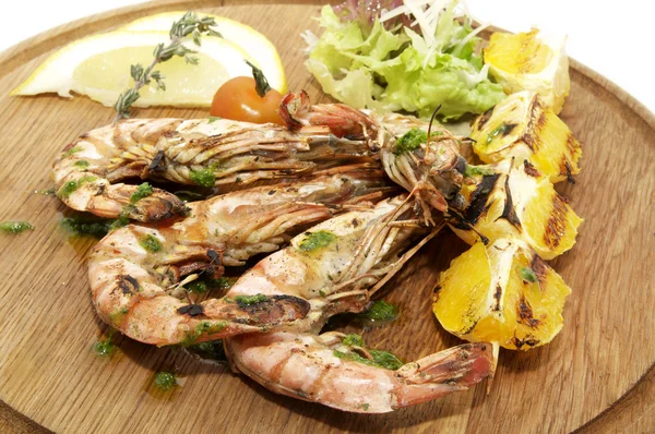 Grilled king prawns — Stock Photo, Image