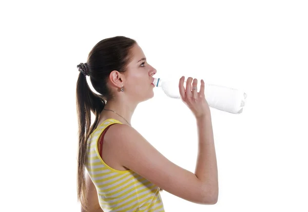 Girl with a bottle of water — Stock Photo, Image
