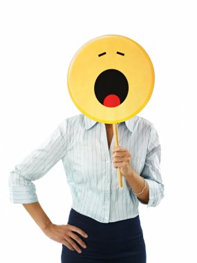 Businesswoman with emoticon clipart