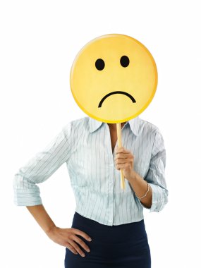 Businesswoman with emoticon clipart