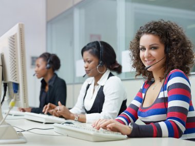 Women working in call center clipart