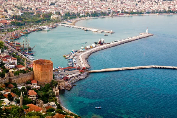 stock image Red tower and port .