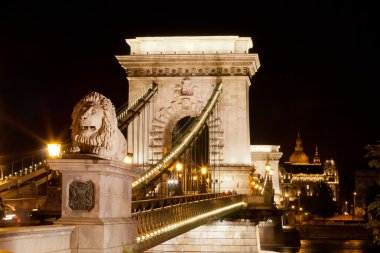 Budapeşte 'de Tuna Nehri üzerindeki Zincir Köprü.