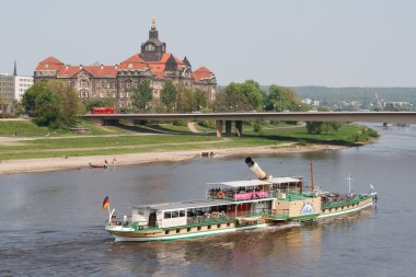 Pleasure boat on the Elbe. Dresden clipart