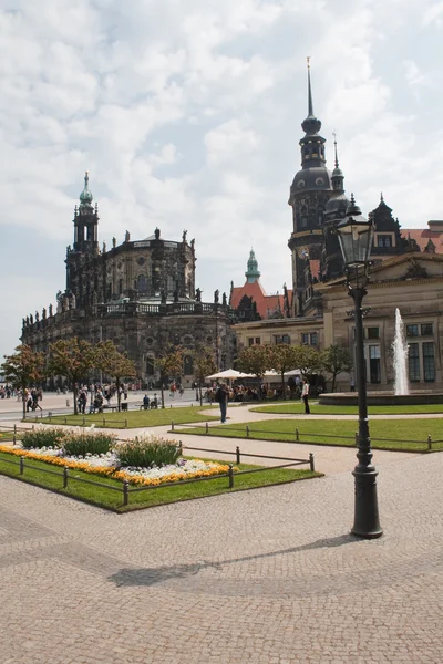 Hermoso paisaje urbano de la vieja Dresde — Foto de Stock