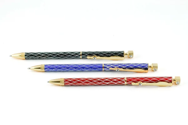 Üç renkli tükenmez kalem — Stok fotoğraf