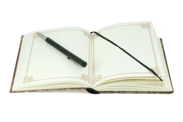 Notatnik i długopis czarny — Zdjęcie stockowe