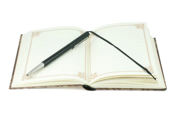 Notebook en pen zwart — Stockfoto