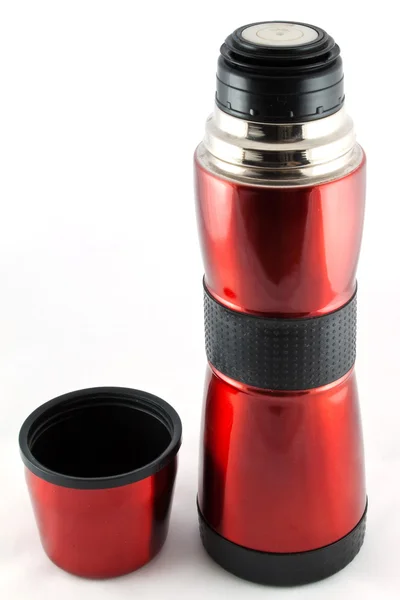 Red metal thermos — Stock Photo, Image