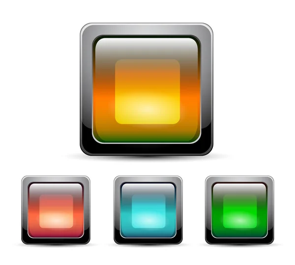 Vector glass square buttons — Stock Vector