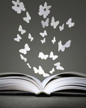 Open book and butterflies clipart