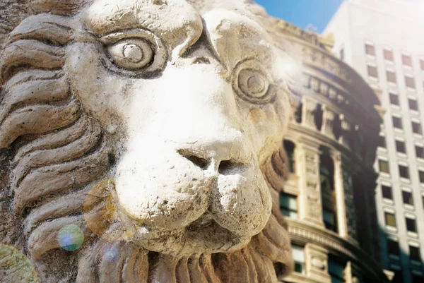 Statue de lion museau sur le dessus d'un bâtiment — Photo