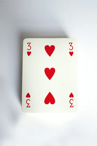 Three of Hearts Card — Stock Photo, Image