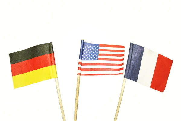 Banderas alemanas francesas americanas —  Fotos de Stock