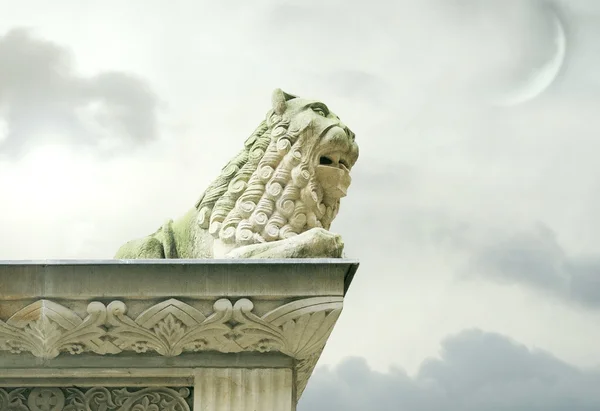 Готическая скульптура льва на крыше — стоковое фото