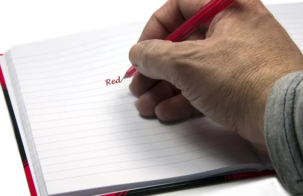 Hand writing red — Stock Photo, Image