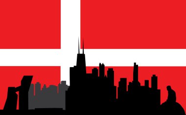 Copenhagen and the danish flag clipart