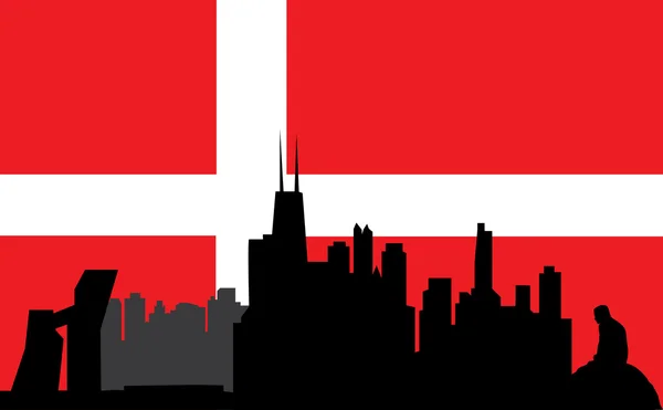 Copenaghen e la bandiera danese — Vettoriale Stock