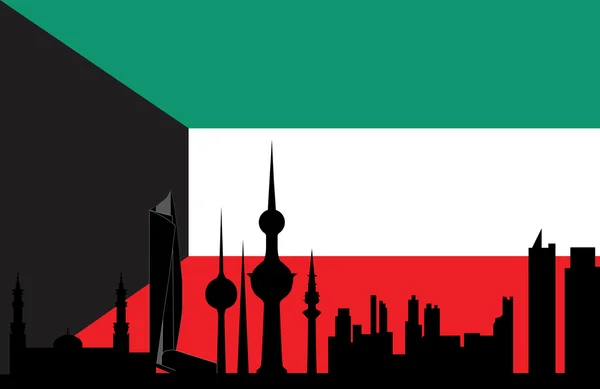 Кувейт с флагом — стоковый вектор