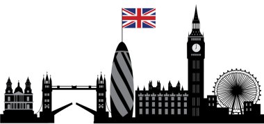 İngiliz bayrağı ile Londra manzarası