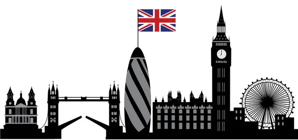 영국 국기와 런던의 스카이 라인 — 스톡 벡터