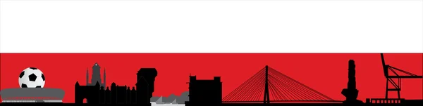 Gdansk skyline met vlag — Stockvector