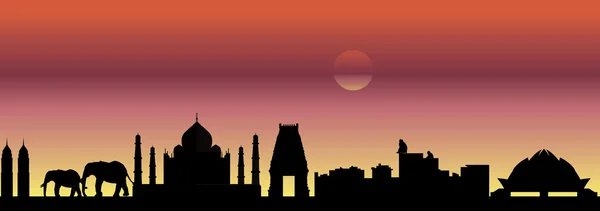 Skyline Índia à noite — Vetor de Stock