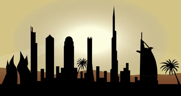Dubais stadssilhuett — Stock vektor