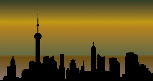 Shanghai skyline noche — Vector de stock