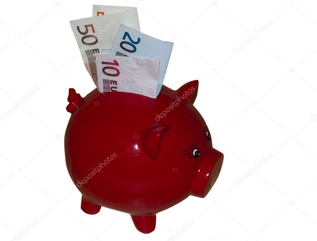 Money pig with euros