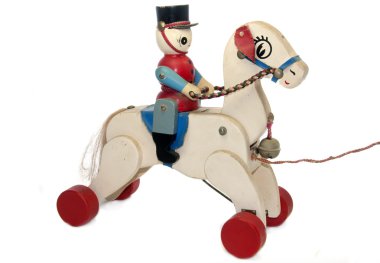 Ols wooden soldier on horse clipart