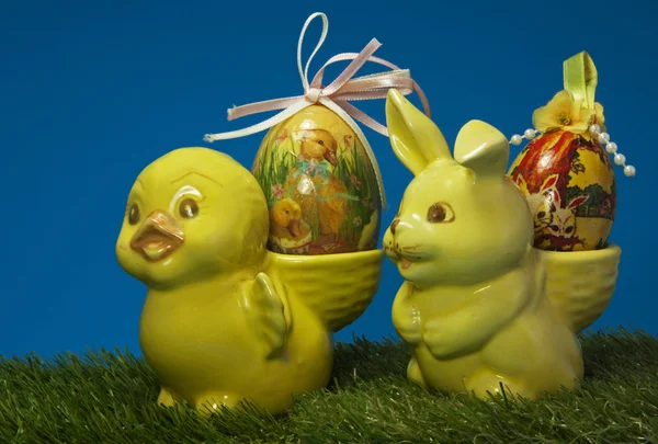 Velikonoční kachna a bunny — Stock fotografie