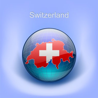 Map of Switzerland in the globe clipart