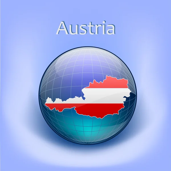 Map of Austria in the globe — Stock Vector