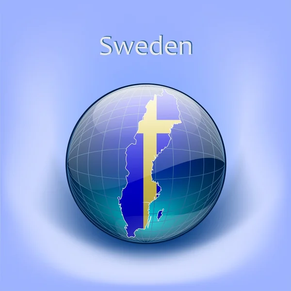 Map of Sweden.Flag in the globe — Stock Vector